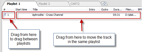 dragging files between playlists